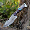 Glacier Fang – Handmade Damascus Hunting Knife (Gut Hook)